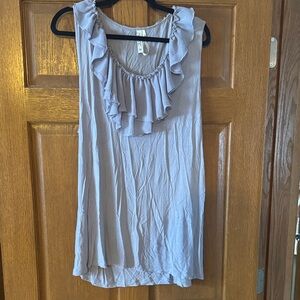 Kische Ruffled Sleeveless Tank Top - Light Gray